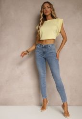 Niebieskie Jeansy Skinny Regular Waist Tolilune. Niebieskie jeansy Renee, bez wzorów, z jeansu, biznesowe. W wyprzedaży za 83.99 zł.