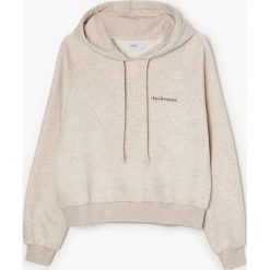 Bluza z kapturem oversize - Beżowy. Brązowe bluzy Cropp, l, bez wzorów, z bawełny, z kapturem. Za 99.99 zł.