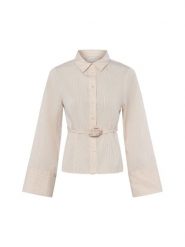 Neo Noir Bluzka damska - Clarida Rose Kobiety Sztuczne włókno beżowy|biały w paski, 38. Białe bluzki Neo Noir, bez wzorów, z włókna, biznesowe, bez kołnierzyka, bez ramiączek. Za 249.95 zł.