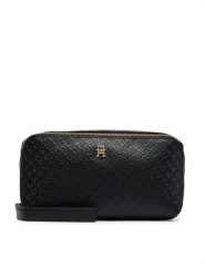 Tommy Hilfiger Kosmetyczka Th Icon Double Washbag Mono AW0AW18930 Czarny. Czarne torebki klasyczne Tommy Hilfiger, bez wzorów, ze skóry, bez dodatków. Za 309.99 zł.