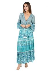Isla Bonita by SIGRIS Sukienka w kolorze turkusowym rozmiar: XL. Niebieskie sukienki Isla Bonita by SIGRIS, na co dzień, xl, bez wzorów, z bawełny, bez kołnierzyka, bez ramiączek, maxi, proste. Za 162.87 zł.