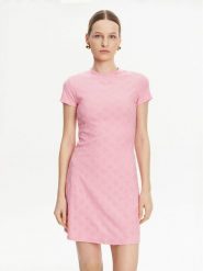 Guess Sukienka codzienna V5GK07 KCT02 Różowy Regular Fit. Czerwone sukienki Guess, na co dzień, s, z aplikacjami, z syntetyku, bez kołnierzyka, bez ramiączek, proste. Za 249.99 zł.