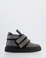 BOTKI Z BŁYSZCZĄCYMI KAMIENIAMI 0790MO160B3 BLAC. Botki Venezia, bez wzorów, ze skóry, bez obcasa, bez zapięcia. Za 249.00 zł.