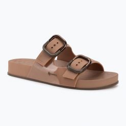Klapki damskie Ipanema Shore. Brązowe klapki Ipanema, bez wzorów, z materiału, klasyczne, bez obcasa, bez zapięcia. Za 159.99 zł.