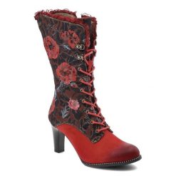 Czerwone Kozaki Laura Vita Stylowe Obuwie Damskie Premium. Czerwone kozaki LAURA VITA, bez wzorów, z koronki, eleganckie, bez obcasa, na obcasie, bez zapięcia. Za 409.00 zł.