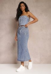 Niebieska Spódnica Jeansowa Midi z Wysokim Stanem Zakila. Niebieskie spódnice Renee, m, bez wzorów, z jeansu, maxi. W wyprzedaży za 119.99 zł.