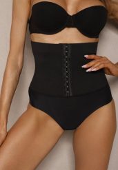 Czarna Bielizna Modelująca Majtki Push Up z Wysokim Stanem Zinello. Czarna bielizna modelująca Renee, bez wzorów, z podwyższonym stanem. W wyprzedaży za 43.99 zł.