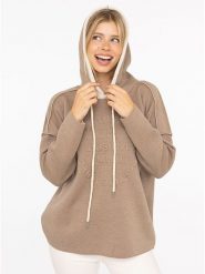 Zwillingsherz Bluza "Positive Mind" w kolorze szarobrązowym rozmiar: L/XL. Brązowe bluzy Zwillingsherz, l, bez wzorów, bez ramiączek, z kapturem. Za 171.95 zł.