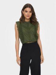 ONLY Bluzka Karo 15204604 Zielony Regular Fit. Zielone bluzki ONLY, xl, bez wzorów, z syntetyku, bez kołnierzyka, bez ramiączek. Za 119.99 zł.