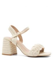 DeeZee Sandały Heartbeat KL-E3825-25 Beżowy. Brązowe sandały DeeZee, bez wzorów, z materiału, bez obcasa, na słupku, bez zapięcia. Za 149.99 zł.