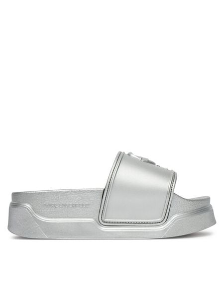 KARL LAGERFELD Klapki Kondominium KL88819 Srebrny. Szare klapki KARL LAGERFELD, bez wzorów, z syntetyku, bez obcasa, bez zapięcia. Za 499.99 zł.