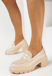 Beżowe Mokasyny na Niskim Obcasie i Platformie Hilarene. Brązowe mokasyny Born2be, bez wzorów. Za 74.99 zł.