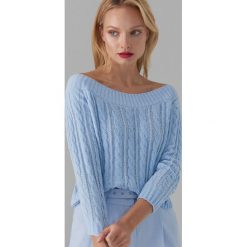 Sweter off shoulder - Niebieski. Niebieskie swetry Mohito, l, bez wzorów, bez ramiączek. Za 89.99 zł.