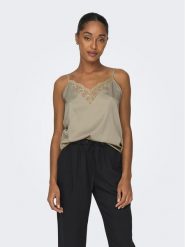 ONLY Top 15287104 Beżowy Regular Fit. Brązowe topy ONLY, xl, bez wzorów, z syntetyku, bez kołnierzyka, bez ramiączek. Za 109.99 zł.