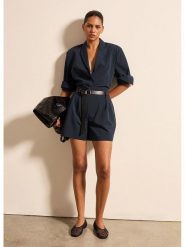 STEFANEL Szorty w kolorze granatowym rozmiar: 44. Niebieskie szorty Stefanel, bez wzorów, z tkaniny. Za 130.99 zł.