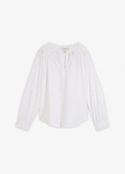 Tunika z domieszką jedwabiu. Białe tuniki bonprix, bez wzorów, eleganckie, bez kołnierzyka, bez ramiączek. Za 94.99 zł.
