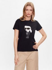 KARL LAGERFELD T-Shirt Ikonik 2.0 230W1700 Czarny Regular Fit. Czarne t-shirty KARL LAGERFELD, xs, bez wzorów, z bawełny, bez kołnierzyka, bez ramiączek. Za 249.99 zł.