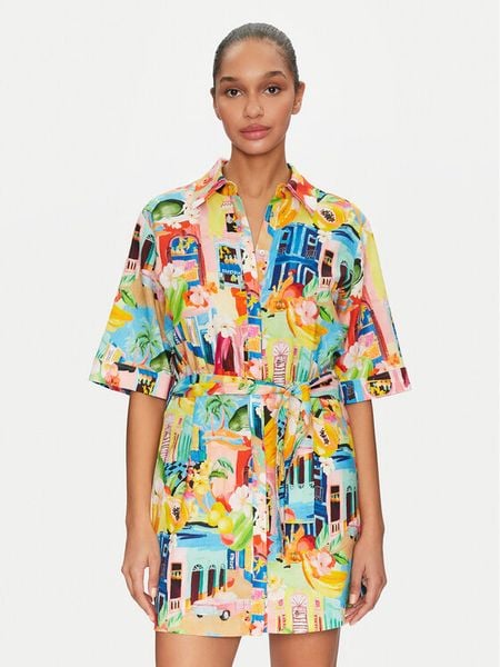 Seafolly Sukienka letnia Cuba 55442-DR Kolorowy Relaxed Fit. Sukienki Seafolly, m, bez wzorów, ze lnu, bez kołnierzyka, bez ramiączek. Za 569.99 zł.