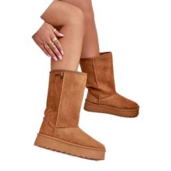 Wysokie Śniegowce Na Platformie Big Star OO274893 Camel brązowe. Brązowe śniegowce bez wzorów, bez zapięcia. Za 205.59 zł.