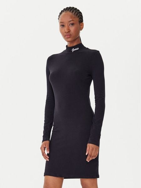 Guess Sukienka codzienna V5BK04 KCBF1 Czarny Slim Fit. Czarne sukienki Guess, na co dzień, xxs, z aplikacjami, z bawełny, bez kołnierzyka, bez ramiączek, proste. Za 259.99 zł.