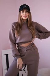 Komplet ocieplany z krótką bluzą mocca. Bluzy KESI, l, bez wzorów, z bawełny, bez kaptura. Za 317.83 zł.