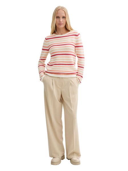 Tom Tailor Sweter w kolorze biało-beżowo-czerwonym rozmiar: 3XL. Białe swetry Tom Tailor, xl, bez wzorów, z bawełny, bez ramiączek. Za 87.19 zł.