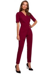Elegancki Kombinezon z Podwójnym Przodem - Bordowy. Czerwone kombinezony MOE, l, bez wzorów, z elastanu, eleganckie, bez kołnierzyka, bez ramiączek. Za 288.90 zł.
