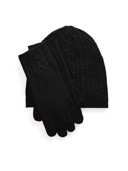 LAUREN RALPH LAUREN Zestaw czapka, szalik i rękawiczki 454960056002 Czarny. Czarne szaliki i kominy Lauren Ralph Lauren, bez wzorów, z materiału. Za 939.99 zł.