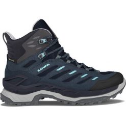 Buty trekkingowe damskie Lowa Innovo Mid Gtx. Niebieskie buty trekkingowe Lowa, na zimę, z materiału, bez zapięcia. Za 955.65 zł.