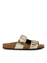 Geox Klapki D Brionia D35LSL 000BN C2012 Złoty. Żółte klapki Geox, bez wzorów, ze skóry, bez obcasa, bez zapięcia. Za 319.99 zł.