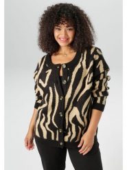 Aniston Kardigan w kolorze czarno-beżowym rozmiar: 54. Czarne swetry Aniston, bez wzorów, bez ramiączek. Za 78.66 zł.