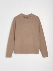 Sweter basic - brązowy. Brązowe swetry Sinsay, l, bez wzorów, bez ramiączek. Za 59.99 zł.