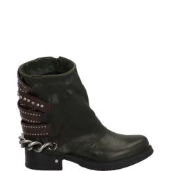 BOTKI DAMSKIE H122 RAG FOREST. Botki Venezia, bez wzorów, ze skóry, bez obcasa, bez zapięcia. Za 389.00 zł.