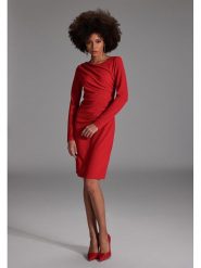 SWING Sukienka w kolorze czerwonym rozmiar: 38. Czerwone sukienki Swing, bez wzorów, bez kołnierzyka, bez ramiączek, midi. Za 197.17 zł.