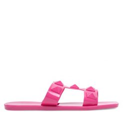Klapki JENNY. Czerwone klapki Jenny, bez wzorów, bez obcasa, bez zapięcia. Za 39.99 zł.