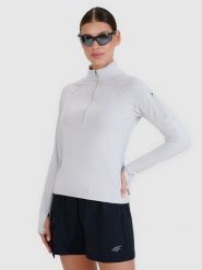 4F Bluza trekkingowa regular szybkoschnąca damska - szara XS. Szare bluzy 4f, l, bez wzorów, z elastanu, bez kaptura, trekkingowe. W wyprzedaży za 139.99 zł.