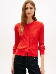 Tommy Hilfiger Kardigan Kobiety Bawełna czerwony, M. Czerwone swetry Tommy Hilfiger, m, bez wzorów, z bawełny, klasyczne, bez ramiączek. Za 429.95 zł.