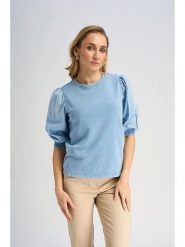 Marks & Spencer Bluzka w kolorze błękitnym rozmiar: 44. Niebieskie bluzki Marks & Spencer, bez wzorów, z bawełny, bez kołnierzyka, bez ramiączek. Za 48.50 zł.