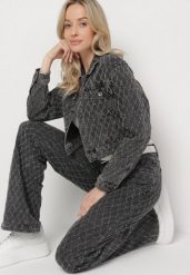 Szara Bawełniana Kurtka Jeansowa z Geometrycznym Wzorem Arivale. Szare kurtki Born2be, l, bez wzorów, z bawełny, eleganckie, bez kaptura. W wyprzedaży za 125.99 zł.
