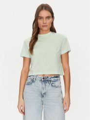 Guess T-Shirt V2YI06 K8HM0 Zielony Regular Fit. Zielone t-shirty Guess, xxs, z aplikacjami, z bawełny, bez kołnierzyka, bez ramiączek. Za 99.99 zł.