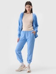 4F Spodnie dresowe joggery damskie - niebieskie S. Niebieskie spodnie dresowe 4f, bez wzorów, z bawełny, sportowe. Za 129.99 zł.