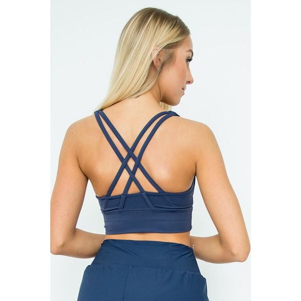 Stanik sportowy damski Balance midnight 2skin. Niebieskie biustonosze sportowe 2SkIN, bez wzorów, do biegania. Za 169.00 zł.