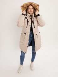 CANADA weather gear Płaszcz zimowy w kolorze beżowym rozmiar: L. Brązowe płaszcze CANADA weather gear, na zimę, l, bez wzorów, z puchu, bez kaptura. Za 328.09 zł.