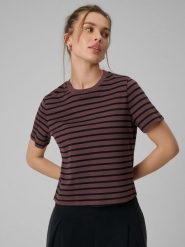 4F T-shirt regular gładki damski - brązowy M. Brązowe t-shirty 4f, m, bez wzorów, z bawełny, bez kołnierzyka, bez ramiączek. Za 69.99 zł.