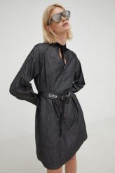 G-Star Raw sukienka kolor szary mini oversize. Szare sukienki G-Star Raw, na imprezę, l, bez wzorów, z włókna, retro, bez kołnierzyka, bez ramiączek, mini, oversize. W wyprzedaży za 489.99 zł.