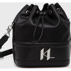 Karl Lagerfeld torebka skórzana kolor czarny. Czarne torebki klasyczne KARL LAGERFELD, bez wzorów, z materiału, na ramię, bez dodatków. Za 1,399.90 zł.