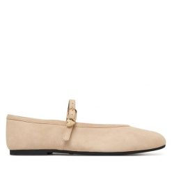 Baleriny LOVE MOSCHINO. Brązowe baleriny Love Moschino, bez wzorów, bez obcasa, bez zapięcia. Za 729.99 zł.