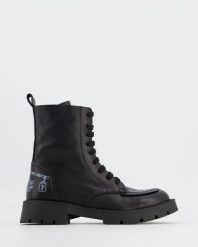 CZARNE BOTKI G1432201 BLACK. Czarne botki Venezia, bez wzorów, ze skóry, bez obcasa, bez zapięcia. Za 399.00 zł.