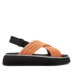 Sandały Gioseppo. Pomarańczowe sandały Gioseppo, bez wzorów, bez obcasa, na płaskiej podeszwie, bez zapięcia. Za 379.99 zł.