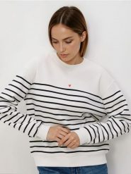 Bluza w paski z haftem - wielobarwny. Bluzy Reserved, l, bez wzorów, z bawełny, bez ramiączek, bez kaptura. Za 89.99 zł.